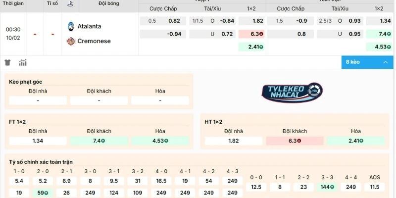 Kèo Nhà Cái Atalanta Vs Cremonese Hôm Nay Ngày 10/02/2026 - Serie A 2 Nhận định kèo Atalanta vs Cremones